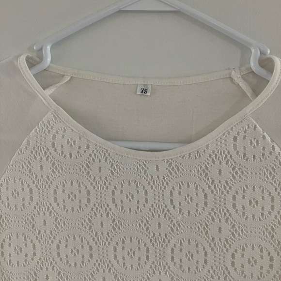 The Skirt Outlet Lace Bodice Ragland Sleeve White Blouse - Picture 3 of 8